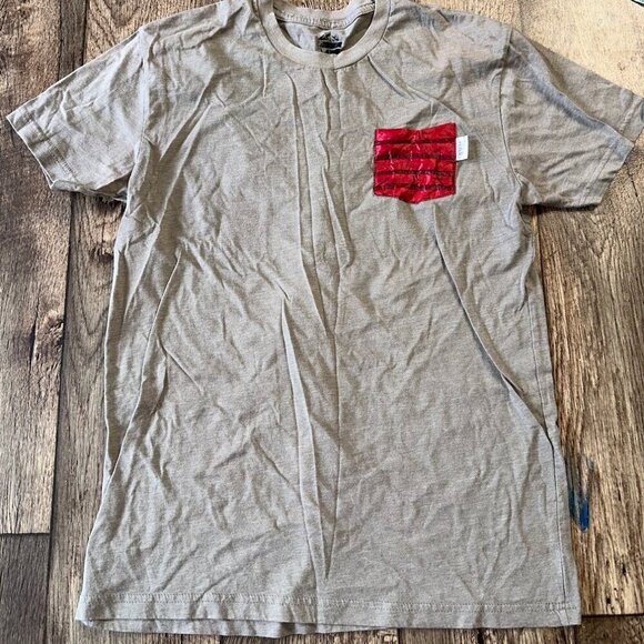 Gray Crewneck T Shirt With Red Striped Pocket DPTCO Size Medium Men's - Picture 2 of 9